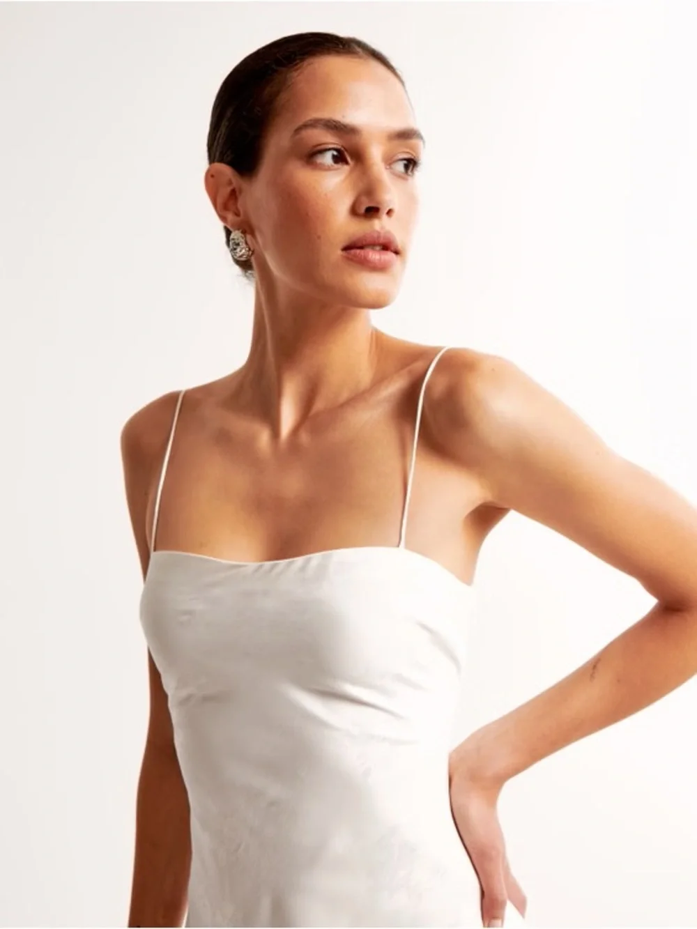 The A&F Julia Slip Satin Jacquard Maxi Dress